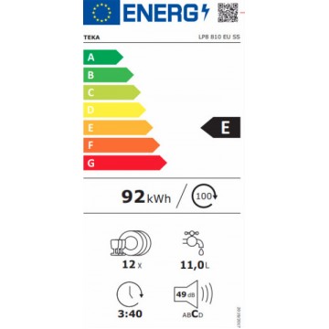 Teka LP8 810 Ελεύθερο Πλυντήριο Πιάτων για 12 Σερβίτσια Π59.8xY84.5εκ. Inox